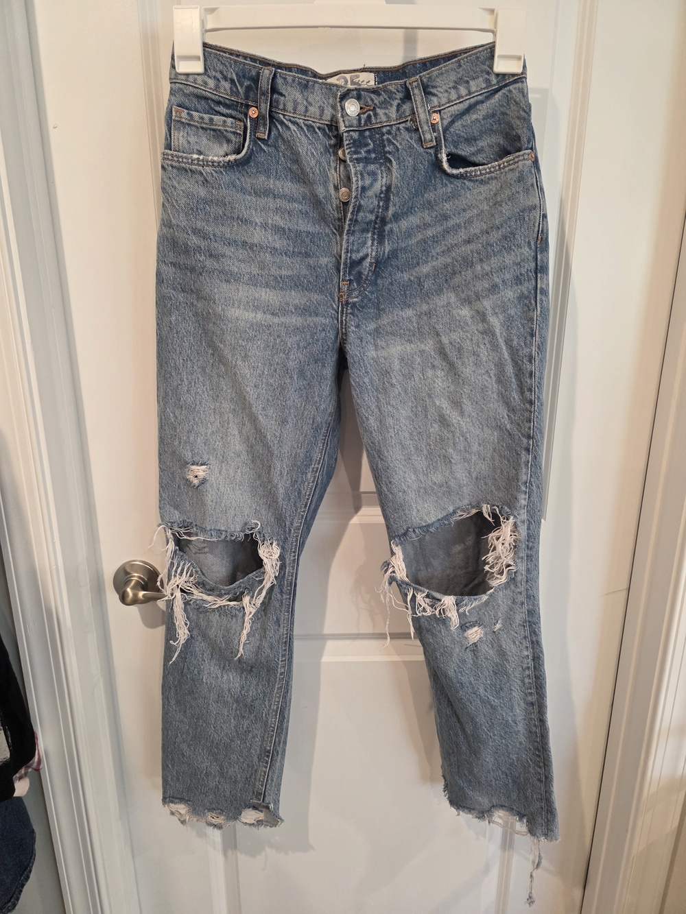 Free People Women's Distressed Tapered Baggy Boyfriend Jeans